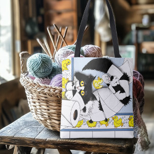 Bolsa Tote Gato de Tuxedo Brincalhão Caos de Papel Higiênico 