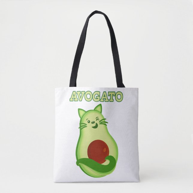 Bolsa Tote Gato do gatinho do Keto do abacate que pisc em (Frente)