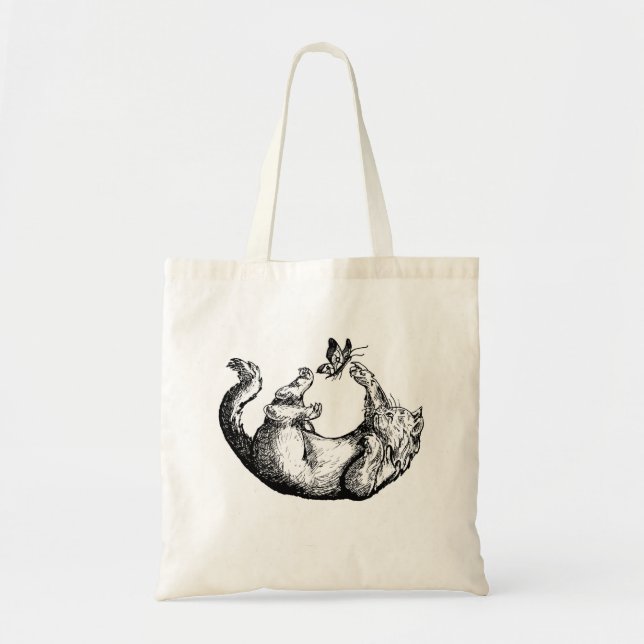 Bolsa Tote Gato e borboleta (Frente)