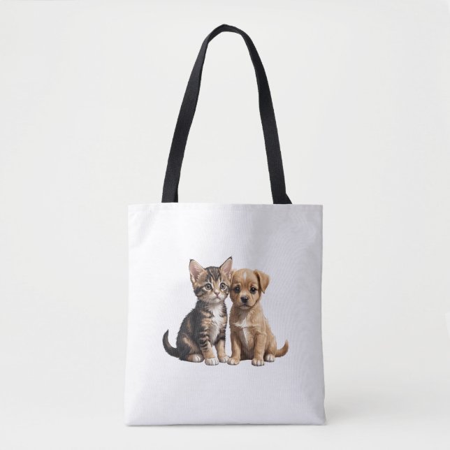 Bolsa Tote Gato e cachorrinho (Frente)
