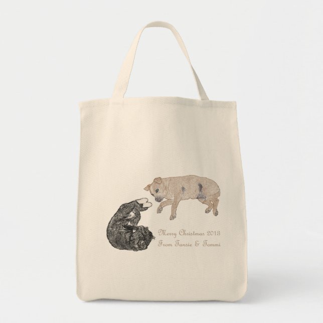 Bolsa Tote Gato e cão junto (Frente)