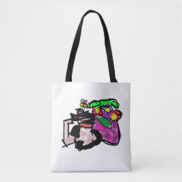 Bolsa Tote Gato e flores da primavera