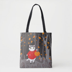 Bolsa Tote Gato e Jack, o lanterno, bonitos Halloween