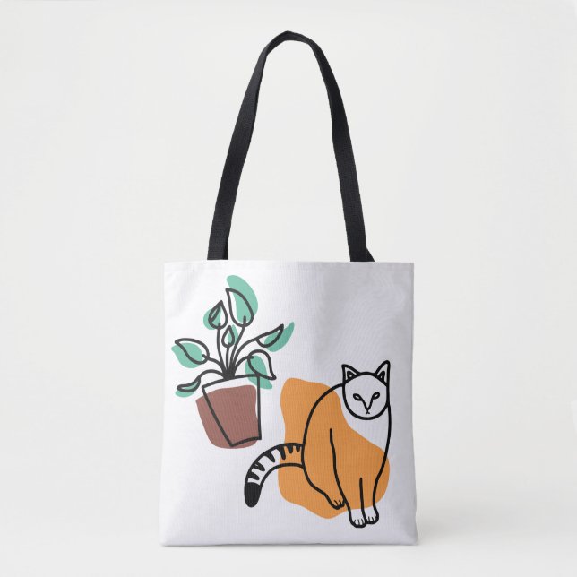 Bolsa Tote Gato e planta (Frente)