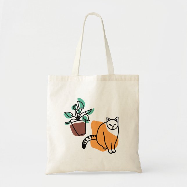 Bolsa Tote Gato e planta (Frente)