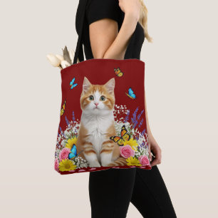 Bolsa Tote Gato e Saco de Borboleta
