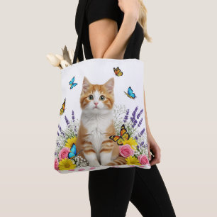 Bolsa Tote Gato e Saco de Borboleta