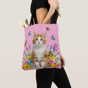 Bolsa Tote Gato e Saco de Borboleta