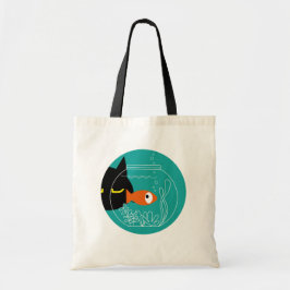Bolsa Tote Gato e Saco de Peixe Engraçado - Kuro Catto + Kin-