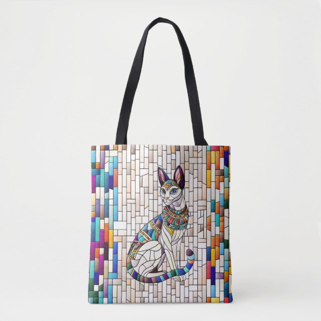 Bolsa Tote Gato Egípcio - Arte Mosaica (Frente)
