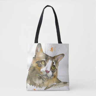 Bolsa Tote Gato em Aquarela