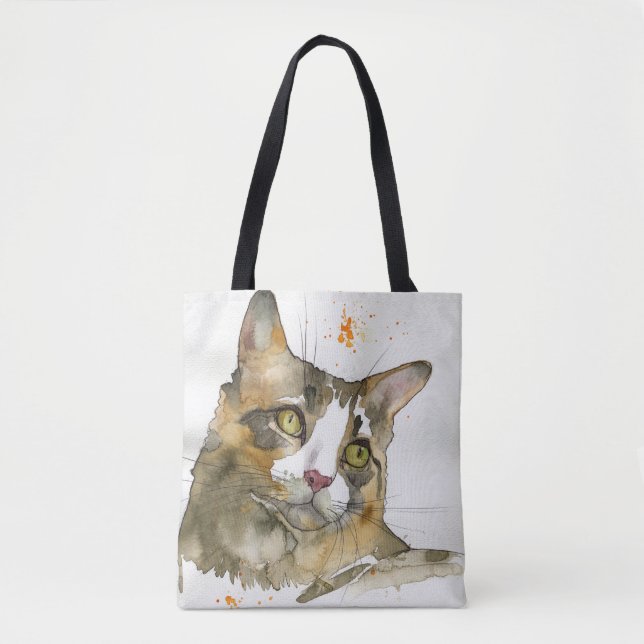 Bolsa Tote Gato em Aquarela (Frente)
