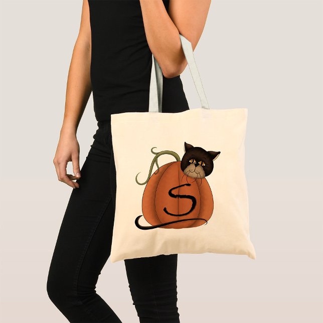 Bolsa Tote Gato Em Uma Abóbora (Criador carregado)