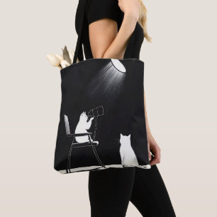 Bolsa Tote Gato engraçado com telescópio