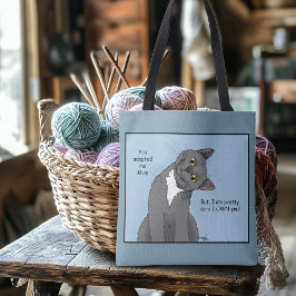 Bolsa Tote Gato Engraçado Dia das Mães Gato Cinza Azul