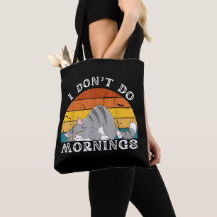 Bolsa Tote Gato Engraçado Dormindo Não Faço Manhã Homens Mulh