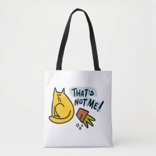 Bolsa Tote Gato engraçado e pote de flor derrubado