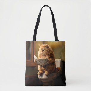 Bolsa Tote Gato Engraçado no Banheiro Quirky Bathroom Humor