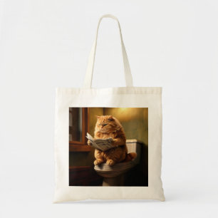 Bolsa Tote Gato Engraçado no Banheiro Quirky Bathroom Humor