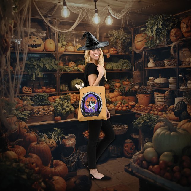Bolsa Tote Gato esqueleto pirata (Pirate skeleton cat tote bag.)
