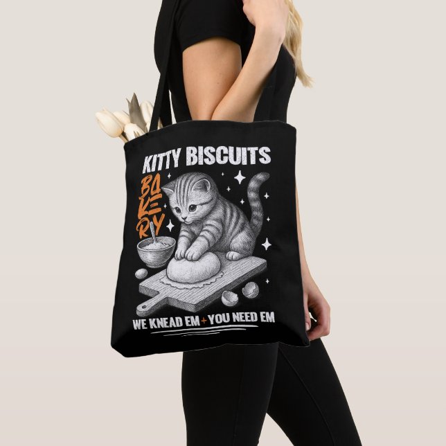 Bolsa Tote Gato Fazendo Biscoitos Padeiro Kitty Biscoitos Nós (Close Up)