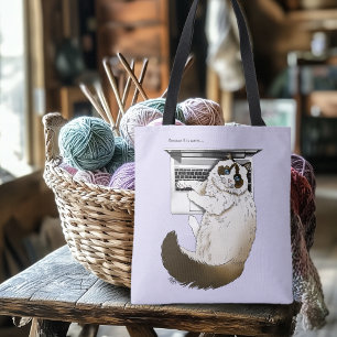Bolsa Tote Gato Felpudo Ragdoll Lavanda Laptop Engraçado