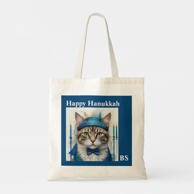 Bolsa Tote Gato festivo no hanukkah brincalhão Disguise (Verso)