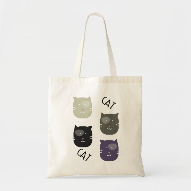 Bolsa Tote Gato Fofo com Manchas e Biblioteca de Texto (Frente)