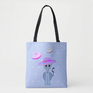 Bolsa Tote Gato Fofo em um Chapéu