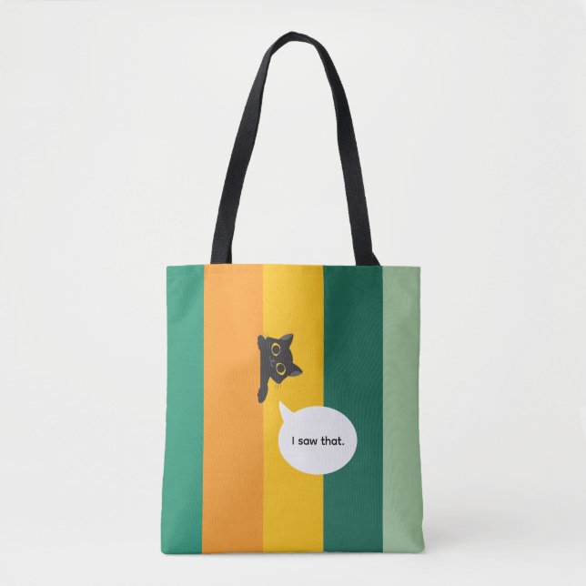 Bolsa Tote Gato Fofo Espiando Presente Divertido para Amantes (Frente)