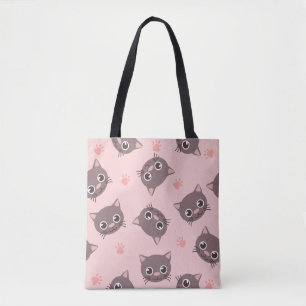 Bolsa Tote Gato Gato Bonito Cabeça Sem Olho Padrão
