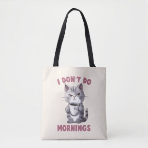 Bolsa Tote Gato Irritado - Eu não faço manhãs