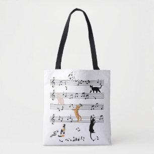 Bolsa Tote Gato Jogando Música De Nota, Presente De Gato Malv