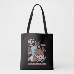 Bolsa Tote Gato Kawaii com Leite de Chocolate – Arte Pop Japo