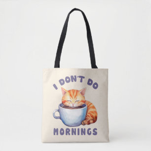 Bolsa Tote Gato Laranja Bonito - Eu não faço manhãs