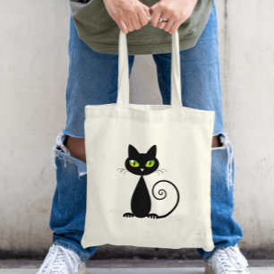 Bolsa Tote Gato Legal Sentado Bonito de Olhos Verdes