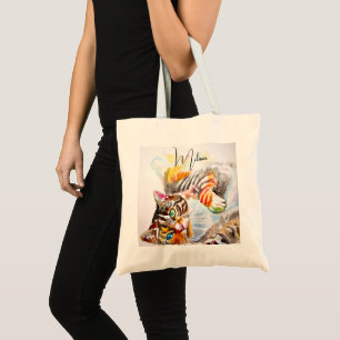 Bolsa Tote Gato Listrado Aquarela Gatos Listrados Fofos