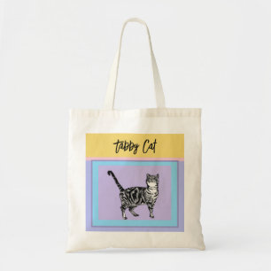 Bolsa Tote Gato Listrado Roxo Gatos Mulheres Cores Pastel