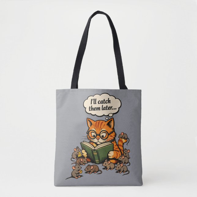 Bolsa Tote gato livro (Frente)