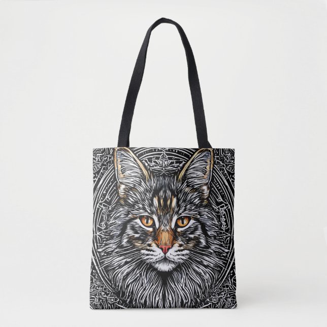 Bolsa Tote Gato Maine Coon Adorável (Frente)