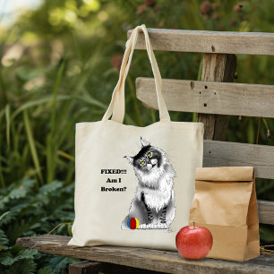 Bolsa Tote Gato Maine Coon Engraçado e Fofo Humor Verde