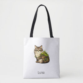 Bolsa Tote Gato Maine Coon Fofo Nome Personalizado