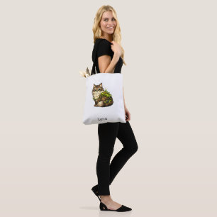 Bolsa Tote Gato Maine Coon Fofo Nome Personalizado