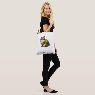 Bolsa Tote Gato Maine Coon Fofo Nome Personalizado