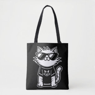 Bolsa Tote Gato mais legal do mundo com óculos escuros pretos