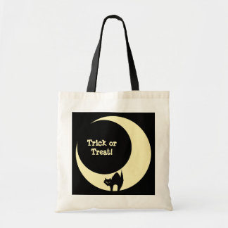 Bolsa Tote Gato medroso em saque de doces de Halloween amarel