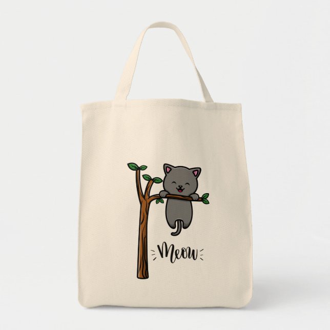 BOLSA TOTE GATO MIAU NA ÁRVORE (Frente)