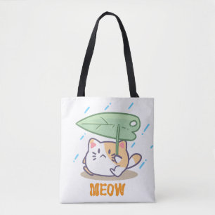 Bolsa Tote gato miou na chuva em uma design incrível
