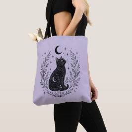Bolsa Tote Gato místico bajo la luna