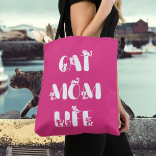 Bolsa Tote Gato Moderno Rosa, Mãe, Dia de as mães Bonito